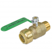 3/4" Push To Connect x 3/4" MPT Brass Ball Valve, Lead-Free Wright Valves